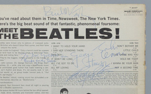 A close-up view of the back of the ‘Meet The Beatles!’ album shows the signatures of the Fab Four. Image courtesy of Case Antiques Inc.